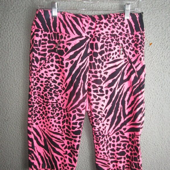 DKNY GOLF WOMEN'S CAPRI PANTS PINK BLACK SIZE 8 POLYESTER - Picture 1 of 5